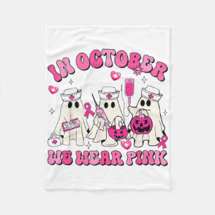 Cobertor De Velo Outubro Vestimos Enfermeira Rosa Ghost Halloween M