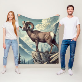 Cobertor De Velo Ovelha Bighorn Personalizada em um Cultivo Rochoso