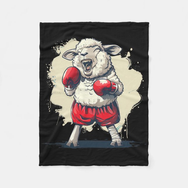 Cobertor De Velo Ovelha Boxer Com Luvas de Boxe Kickboxing Engraçad (Frente)