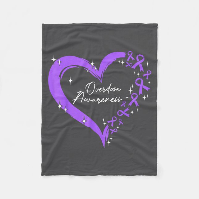 Cobertor De Velo Overdose Awareness Purple Ribbon Drug Addiction He (Frente)
