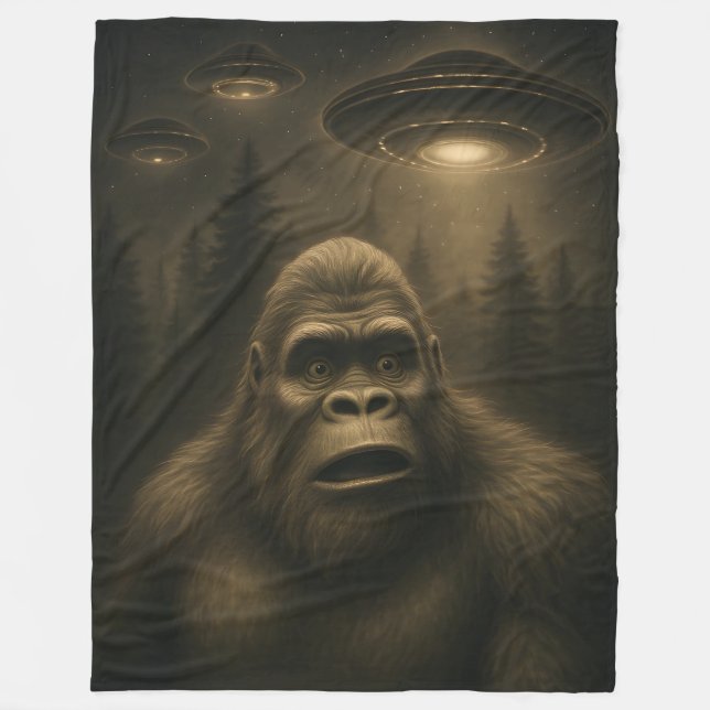 Cobertor De Velo OVNI Alienígena Sasquatch Pé Grande (Frente)