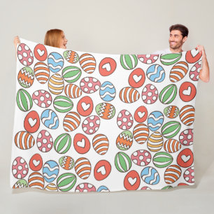 Cobertor De Velo Ovos Coloridos de Páscoa