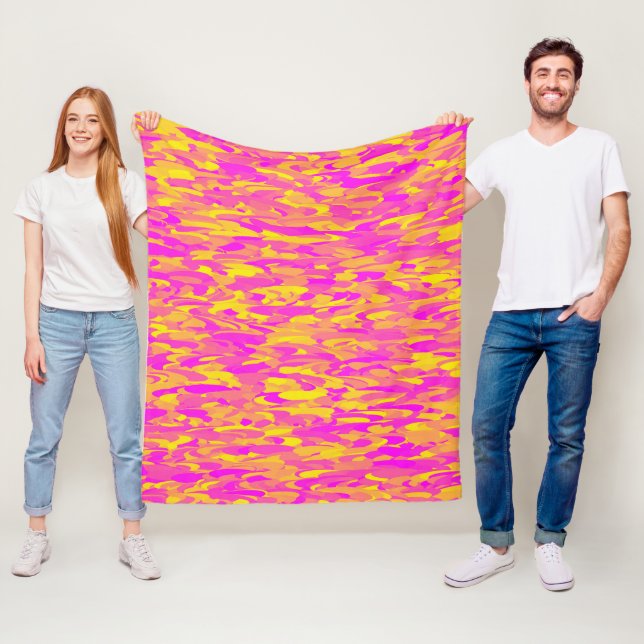 Cobertor De Velo Padrão Abstrato Rosa Amarelo Laranja (In Situ)