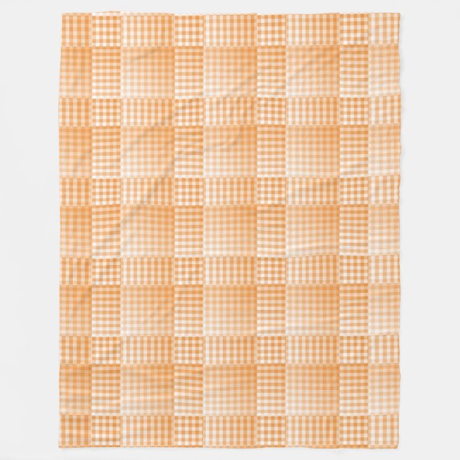 Cobertor De Velo Padrão Abstrato Xadrez Laranja Branco (Frente)