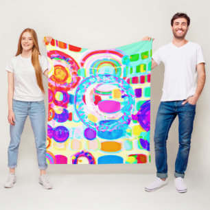 Cobertor De Velo Padrão Aleatório de Cores Vibrantes