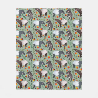 Cobertor De Velo Padrão Animal do Tapir Verde e Negro