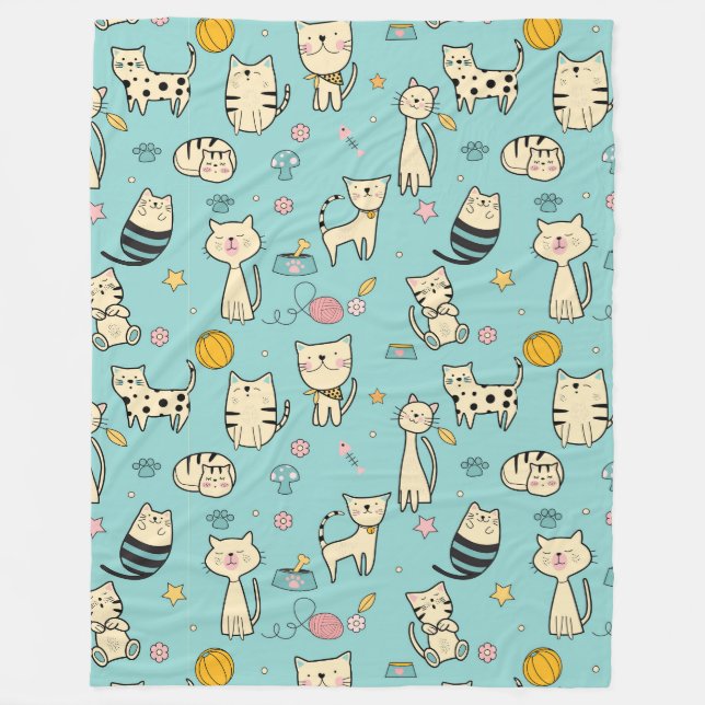 Cobertor De Velo Padrão Animal legal - Gatos Cutes 1 (Frente)