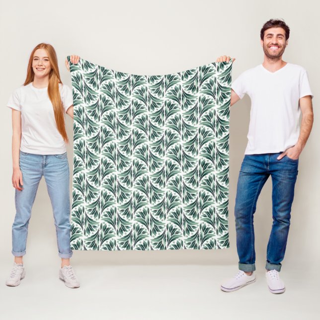 Cobertor De Velo Padrão Art Déco Elegante com Folhagem Verde (In Situ)