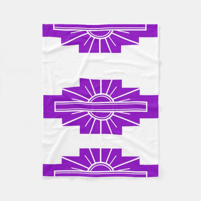 Cobertor De Velo Padrão Art Deco em Roxo (Frente)
