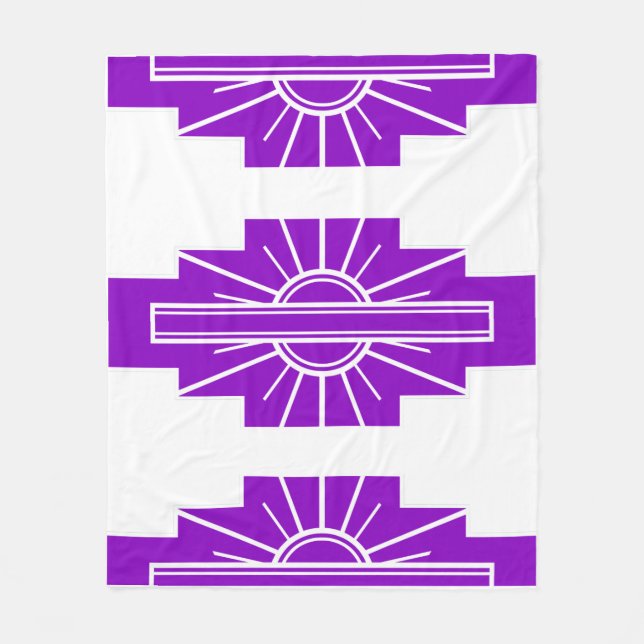 Cobertor De Velo Padrão Art Deco em Roxo (Frente)