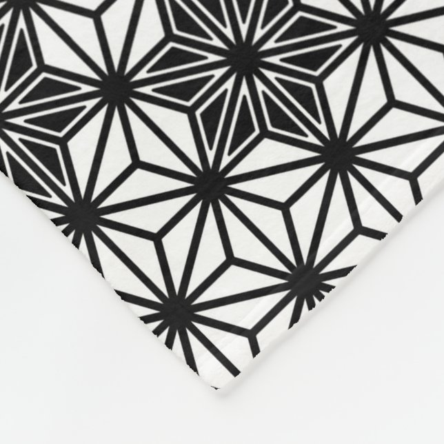 Cobertor De Velo Padrão Asanoha japonês - branco e preto (Quina)