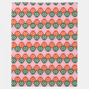 Cobertor De Velo Padrão Atômico Retro Mid Mod Rosa Verde Natal