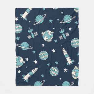 Cobertor De Velo Padrão Azul do Astronauta Espacial Infantil