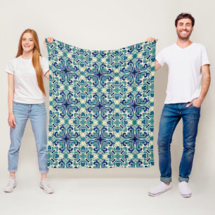 Cobertor De Velo Padrão Azul e Teal do Ornamentado moderno