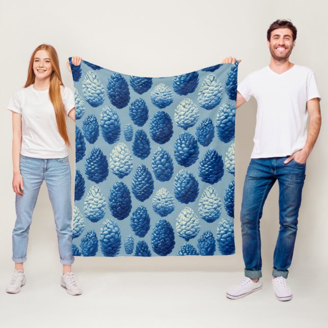 Cobertor De Velo Padrão Blue Winter Pine Cone (In Situ)