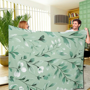 Cobertor De Velo Padrão botânico em verdes sutis