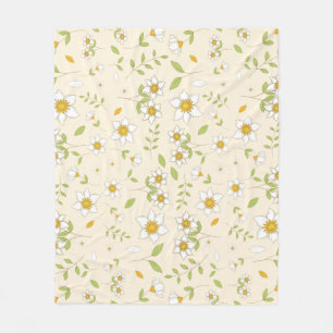 Cobertor De Velo Padrão Botânico Floral Branco sobre Creme