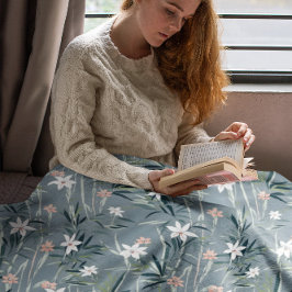 Cobertor De Velo Padrão botânico japonês de flores congeladas