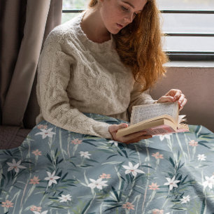 Cobertor De Velo Padrão botânico japonês de flores congeladas