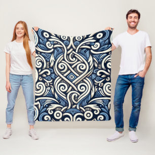 Cobertor De Velo Padrão branco e azul grego moderno