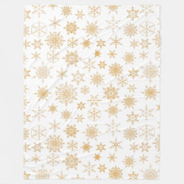 Cobertor De Velo Padrão branco e Dourado de floco de neve de Natal 