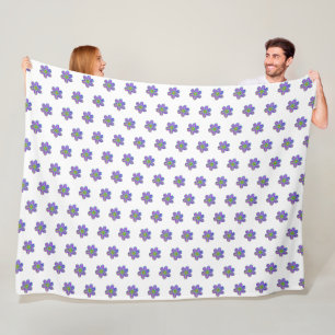 Cobertor De Velo Padrão Branco Floral Púrpura Pintado À Mão