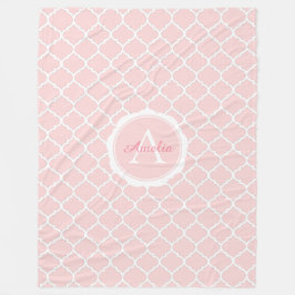 Cobertor De Velo Padrão branco rosa monograma elegante