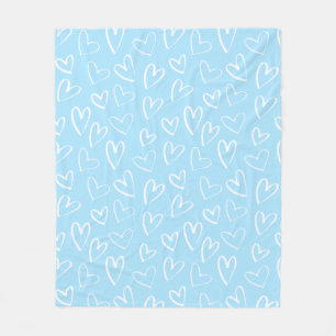 Cobertor De Velo Padrão cardíaco azul e branco