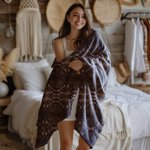 Cobertor De Velo Padrão Castanho-Leather Faux Barroco