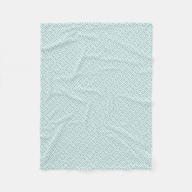Cobertor De Velo Padrão-chave grego do Mint Green (Frente)