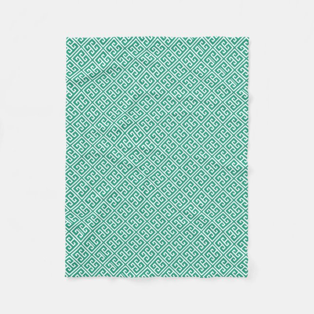 Cobertor De Velo Padrão-chave grego Emerald Green (Frente)