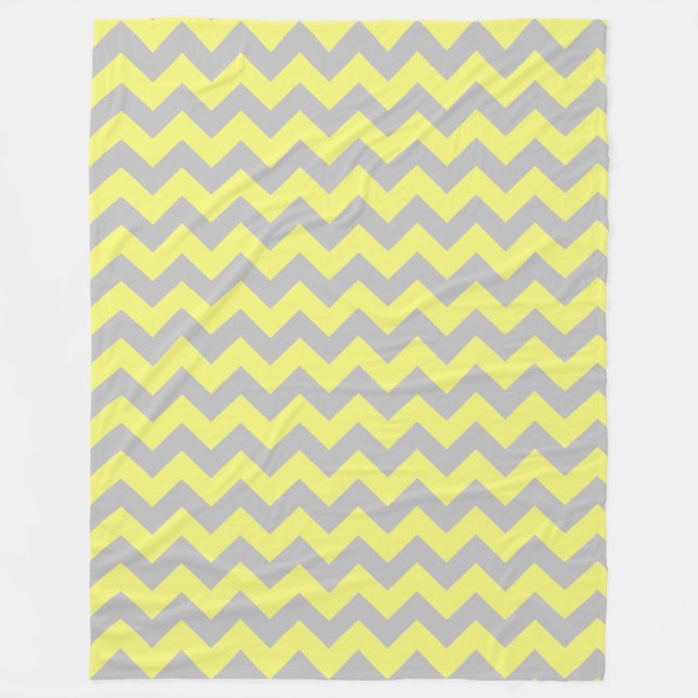 Cobertor De Velo Padrão Chevron Amarelo Macio Cinza (Frente)