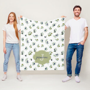 Cobertor De Velo Padrão Chic de Aquarela com Monograma de Nome em V