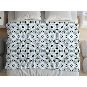 Cobertor De Velo Padrão circular preto e branco decorativo