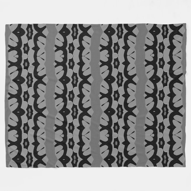 Cobertor De Velo Padrão clássico de Folheto, Preto e cinza (Frente (Horizontal))