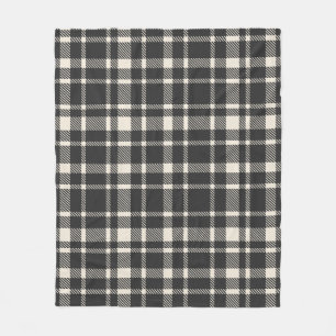 Cobertor De Velo Padrão Clássico de Tartan Xadrez - Preto e Esbranq