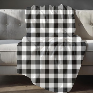 Cobertor De Velo Padrão Clássico de Verificação de Gingham Preto e 