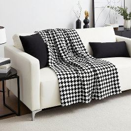 Cobertor De Velo Padrão clássico xadrez houndstooth preto