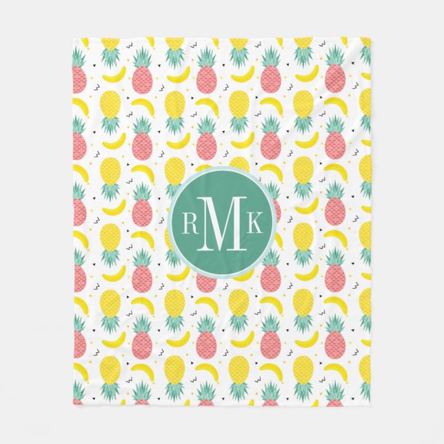 Cobertor De Velo Padrão Colorido de Frutas Tropicais (Frente)