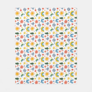 Cobertor De Velo Padrão colorido de reprodução com arco-íris e flor