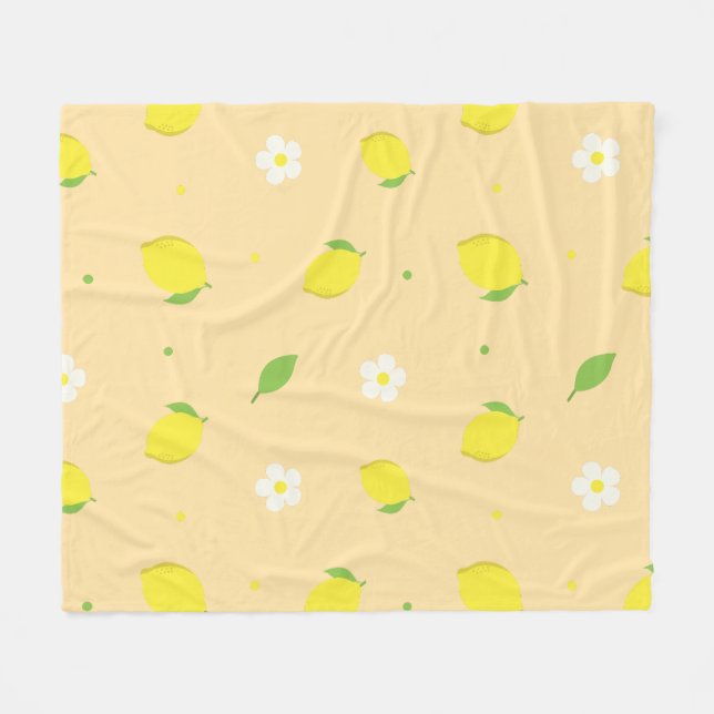 Cobertor De Velo Padrão contínuo de laranja amarela com flores bran (Frente (Horizontal))