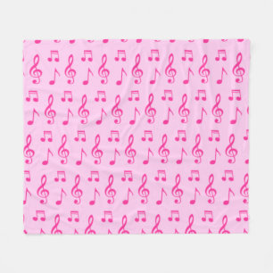 Cobertor De Velo Padrão contínuo de notas musicais em tons rosa