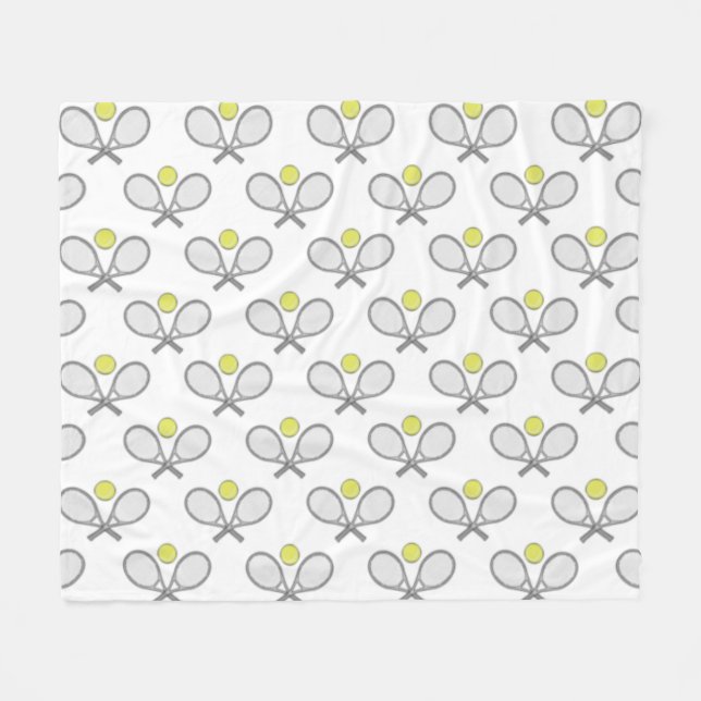 Cobertor De Velo Padrão contínuo de tênis - Raquete e bola em branc (Frente (Horizontal))