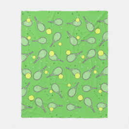 Cobertor De Velo Padrão contínuo de tênis - Raquete e bola no verde