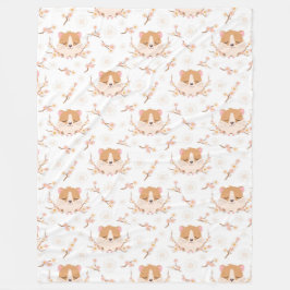 Cobertor De Velo Padrão da face e das flores cor-de-rosa do Hamster