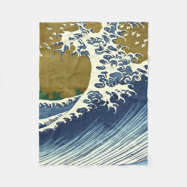 Cobertor De Velo Padrão da Grande Onda de Hokusai: Arte Japonesa Uk (Frente)