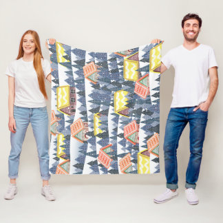 Cobertor De Velo Padrão da vila de Natal Snowy