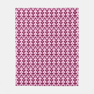 Cobertor De Velo Padrão Damasco Ikat Marroquino, Burgundy e Rosa