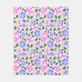 Cobertor De Velo Padrão das flores rosa e púrpura e azul