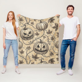 Cobertor De Velo Padrão de Abóbora de Halloween Vintage com Videira